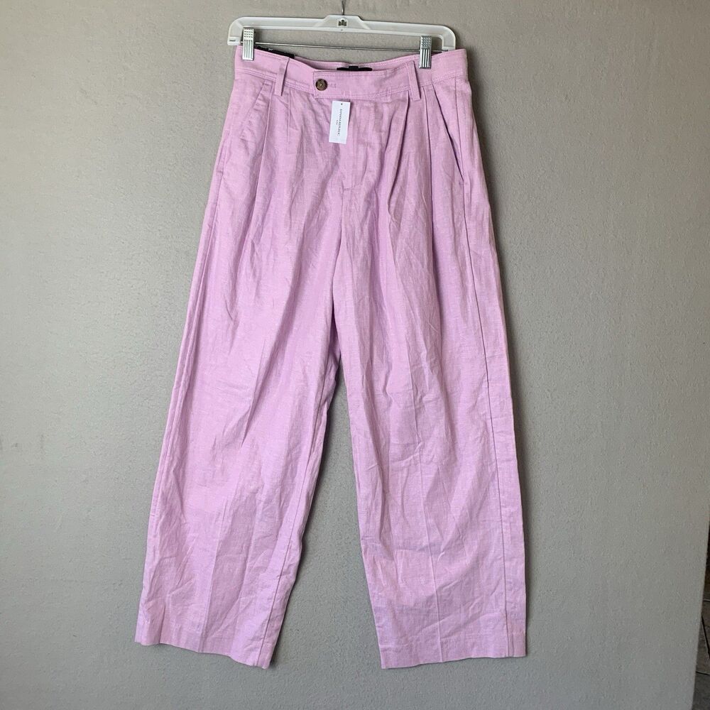Banana Republic Wide-Leg Linen-Blend Pants in Light Pink